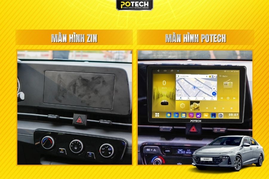 C&oacute; n&ecirc;n lắp m&agrave;n h&igrave;nh Android Potech cho xe Huyndai Accent?