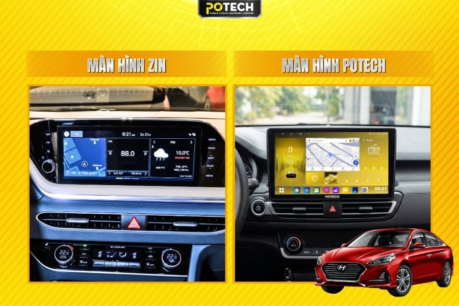 Sự lột x&aacute;c của Hyundai Sonata sau khi n&acirc;ng cấp m&agrave;n h&igrave;nh Potech