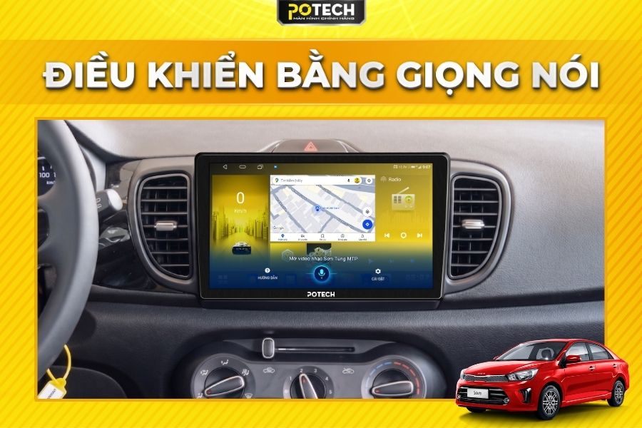 Điều khiển M&agrave;n h&igrave;nh Android Potech cho xe Kia Soluto bằng giọng n&oacute;i