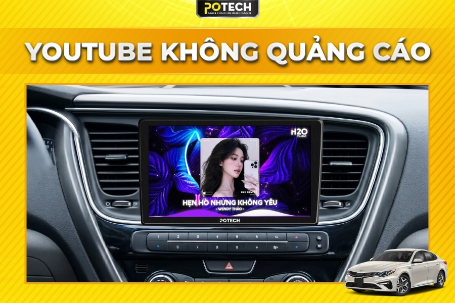 Giải tr&iacute; tr&ecirc;n m&agrave;n h&igrave;nh Android Potech cho xe Kia Optima