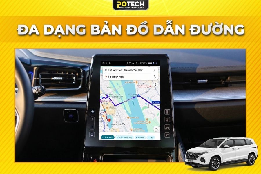 Android Box Potech cho xe Hyundai Custin t&iacute;ch hợp đa dạng ứng dụng dẫn đường