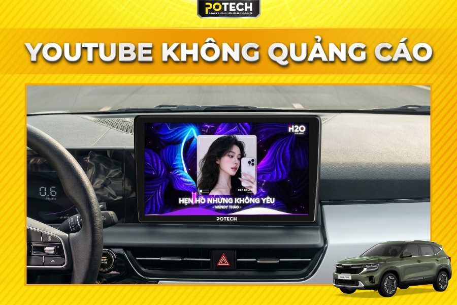 Giải tr&iacute; tr&ecirc;n m&agrave;n h&igrave;nh Android Potech cho xe Kia Seltos