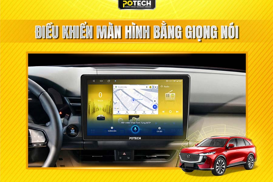 Điều khiển m&agrave;n h&igrave;nh Android Potech cho xe Mazda CX-5 bằng giọng n&oacute;i