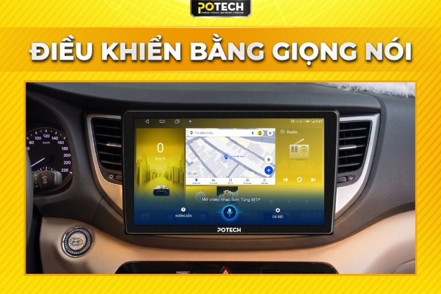 Trợ l&yacute; ảo AI Kiki tr&ecirc;n m&agrave;n h&igrave;nh Android Potech cho xe Hyundai Tucson