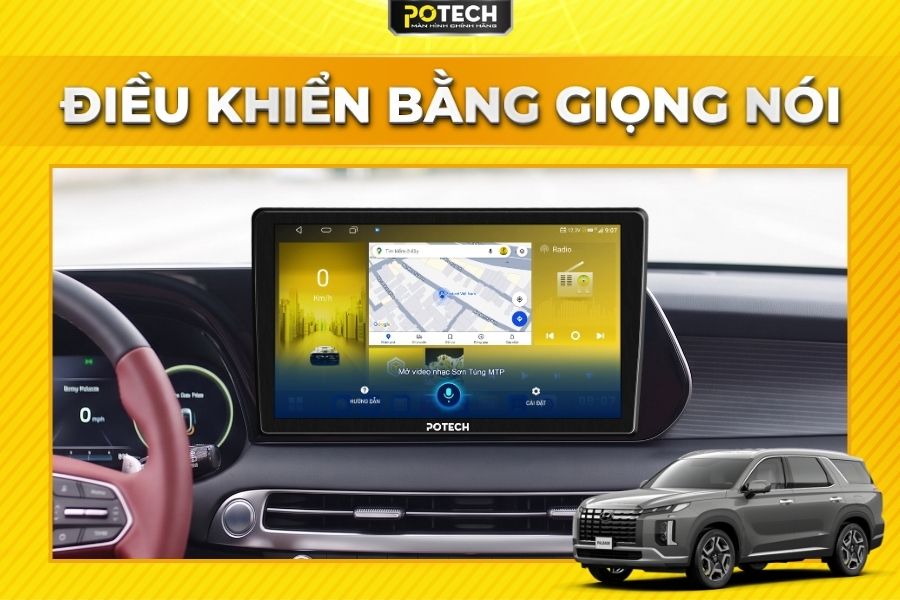 Trải nghi&ecirc;m trợ l&yacute; ảo KIKI tr&ecirc;n m&agrave;n h&igrave;nh Android Potech cho xe Hyundai Palisade