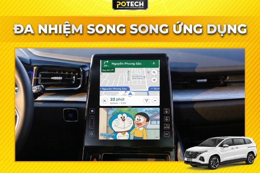 Android Box Potech cho xe Hyundai Custin đa nhiệm ứng dụng cực mượt