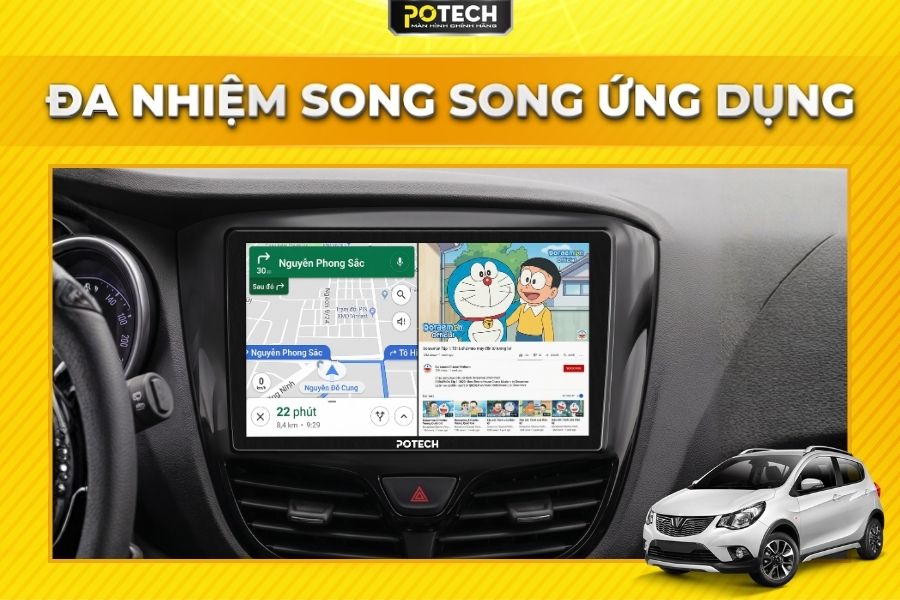 Trải nghiệm đa nhiệm tr&ecirc;n M&agrave;n h&igrave;nh Android Potech cho xe VinFast Fadil