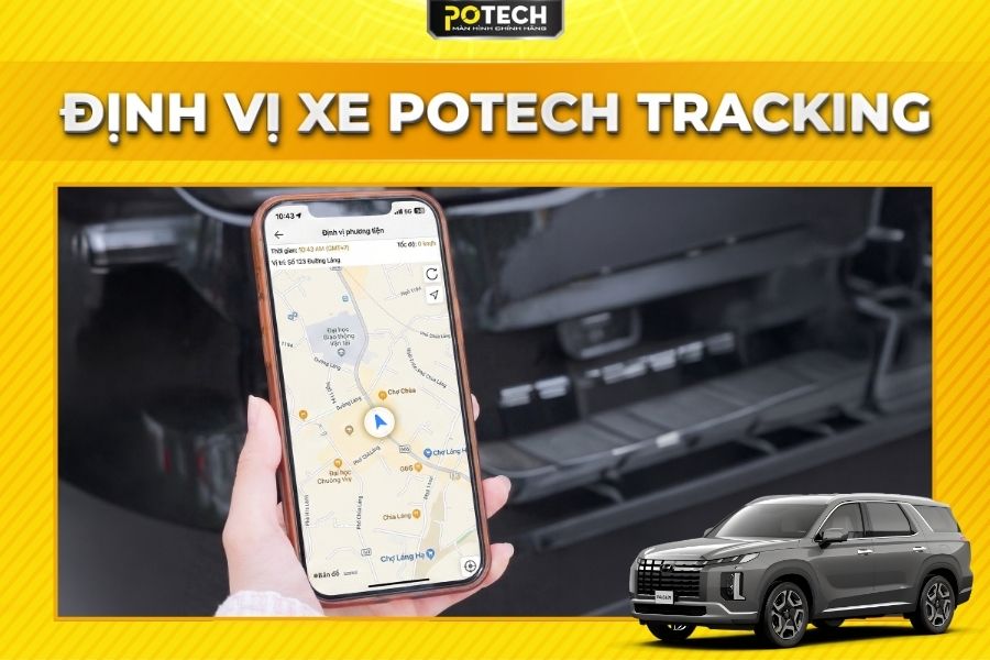 Định vị, quản l&yacute; xe từ xa với m&agrave;n h&igrave;nh Android Potech cho xe Hyundai Palisade