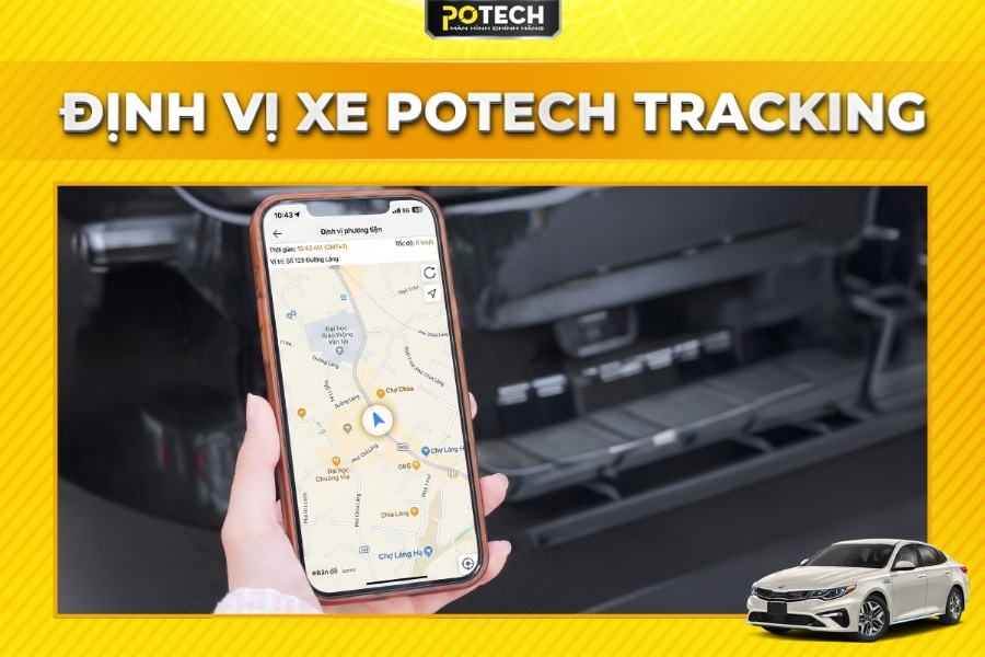 Quản l&yacute; xe từ xa qua Potech Tracking tr&ecirc;n m&agrave;n h&igrave;nh Android Potech cho xe Kia Optima