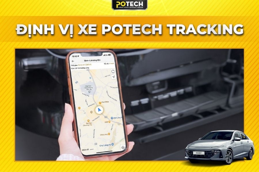 Gi&aacute;m s&aacute;t xe từ xa với m&agrave;n h&igrave;nh Android Potech cho xe Huyndai Accent