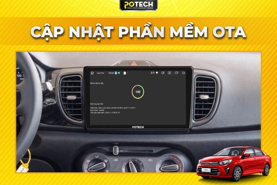 Cập nhật phần mềm M&agrave;n h&igrave;nh Android Potech cho xe Kia Soluto qua mạng OTA