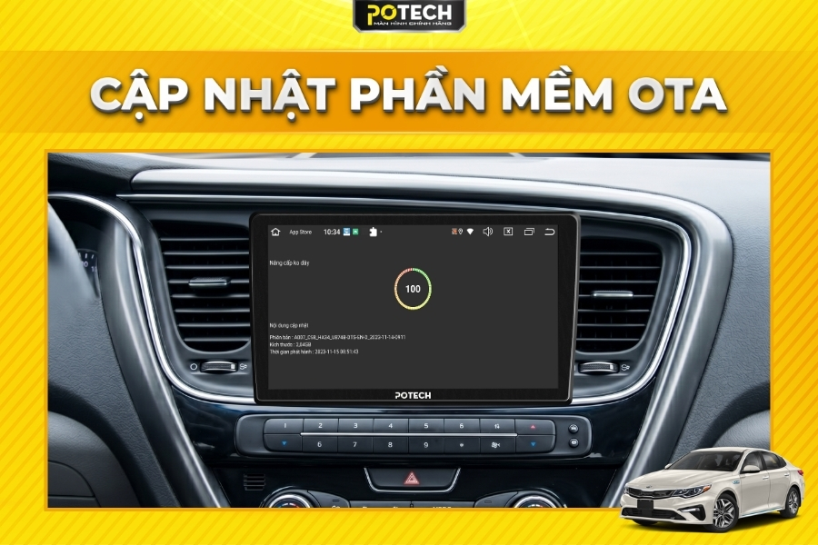 Tự động cập nhật phần mềm (OTA) tr&ecirc;n m&agrave;n h&igrave;nh Android Potech cho xe Kia Optima