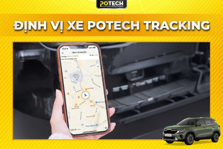 Quản l&yacute; xe từ xa qua Potech Tracking tr&ecirc;n m&agrave;n h&igrave;nh Android Potech cho xe Kia Seltos