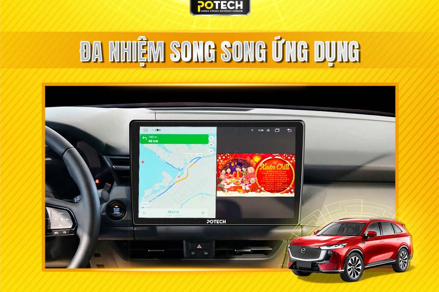 Trải nghiệm đa nhiệm tr&ecirc;n m&agrave;n h&igrave;nh Android Potech cho xe Mazda CX-5