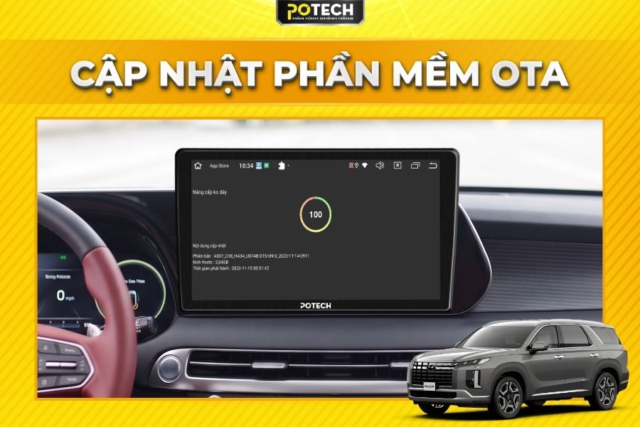 Cập nhật phần mềm m&agrave;n h&igrave;nh Android Potech cho xe Hyundai Palisade qua mạng OTA