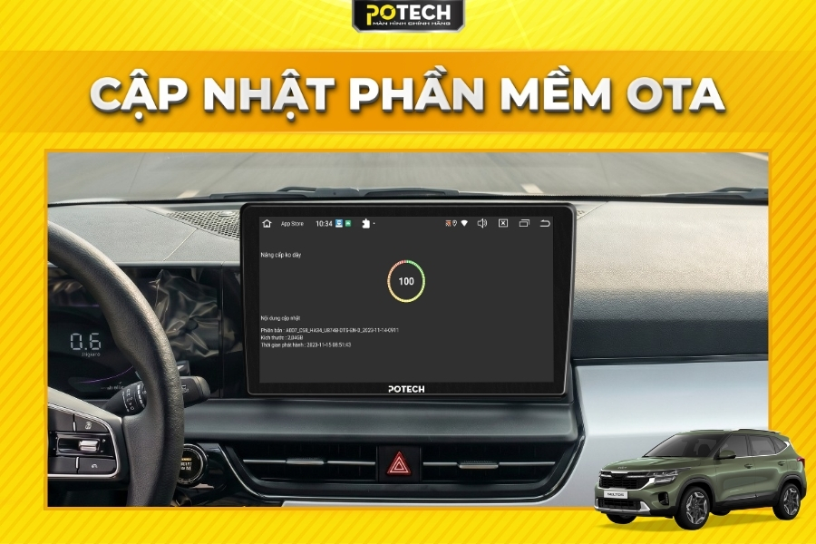 Tự động cập nhật phần mềm (OTA) tr&ecirc;n m&agrave;n h&igrave;nh Android Potech cho xe Kia Seltos